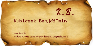 Kubicsek Benjámin névjegykártya